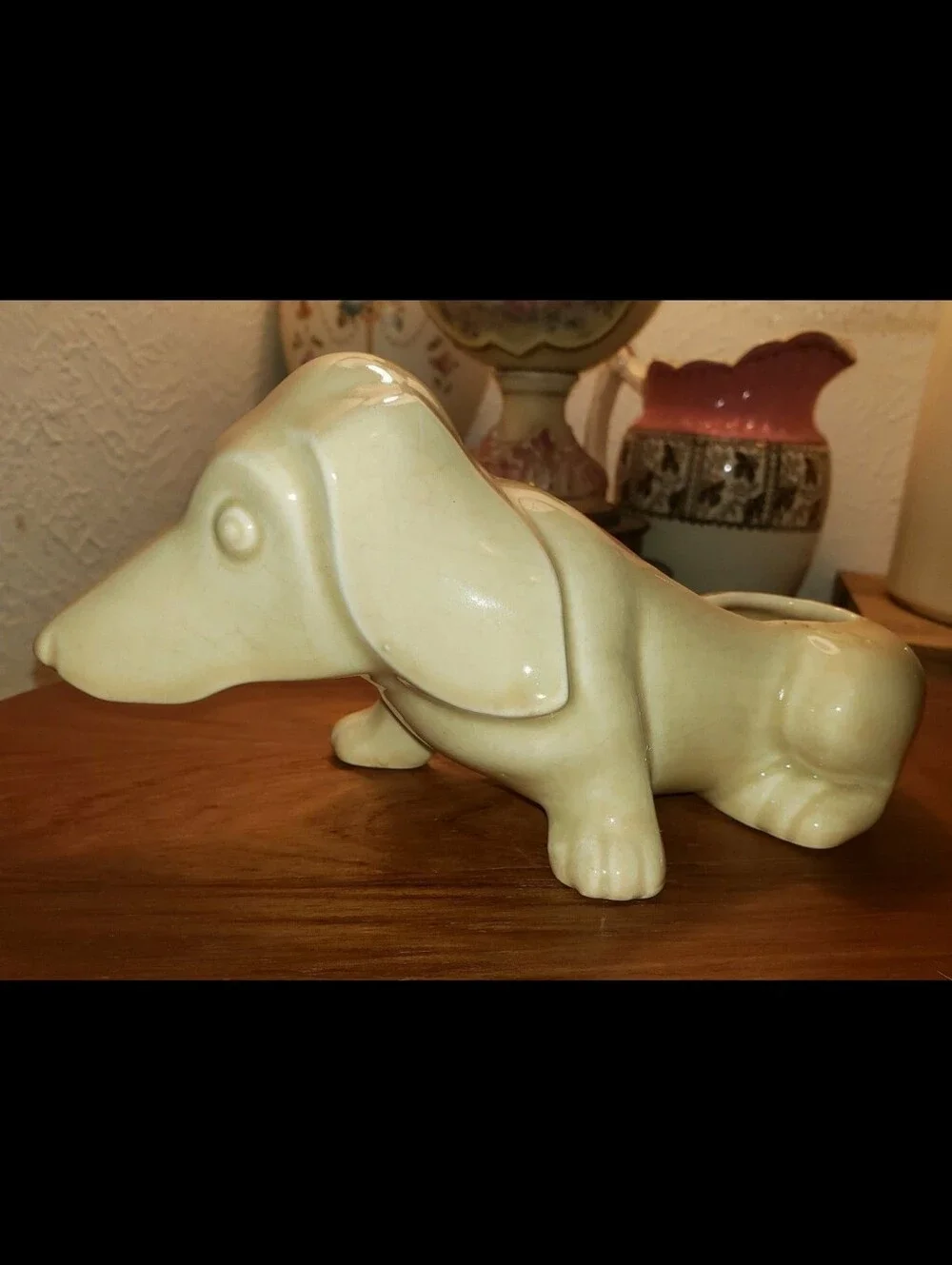 Vintage Dauchshund Planter Cute, Unique Weiner Dog, Hotdog Planter